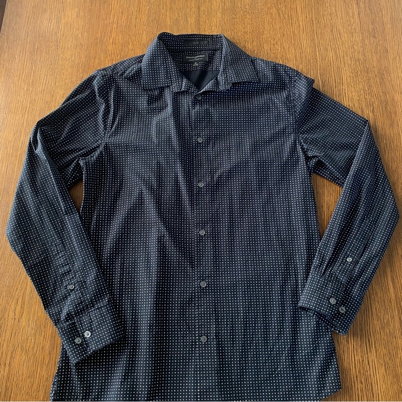 Banana Republic Slim Dress Shirt in Black with Dot Pattern - Picture 3 of 6